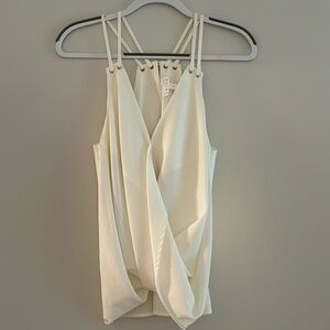 Adorable Leith White Tank with Gold Loop Detail, Size S